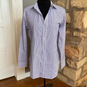 NWOT Frank & Eileen Grayson white/navy button up